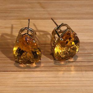 REGAL!! Genuine CITRINE and 14K gold EARRINGS!